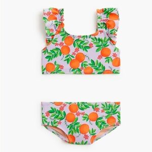 Crewcuts Girls Printed Oranges zruffled Bikini Set - lavender & orange